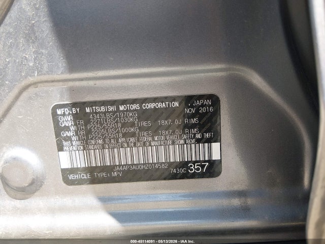 Продаж на аукціоні авто 2017 Mitsubishi Outlander Sport 2.0 Le, vin: JA4AP3AU0HZ014582, номер лоту: 45114091