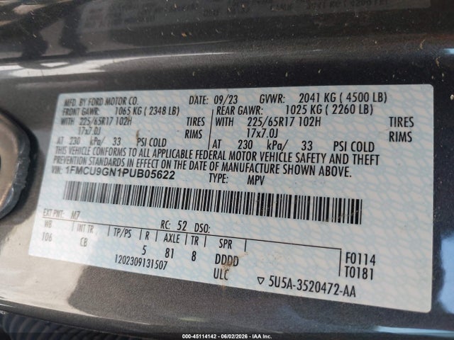 Ford Escape Active 2023 1FMCU9GN1PUB05622 Image 9