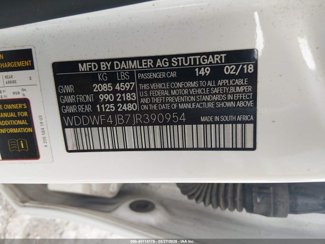Продаж на аукціоні авто 2018 Mercedes-benz C 300, vin: WDDWF4JB7JR390954, номер лоту: 45114176