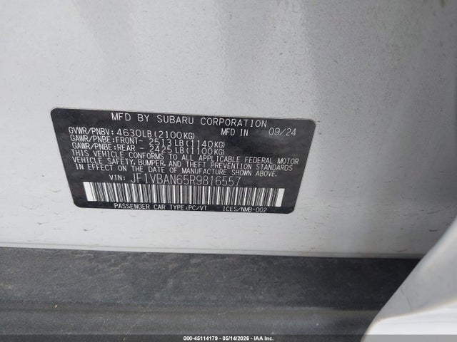 Subaru Wrx Limited 2024 JF1VBAN65R9816557 Image 9