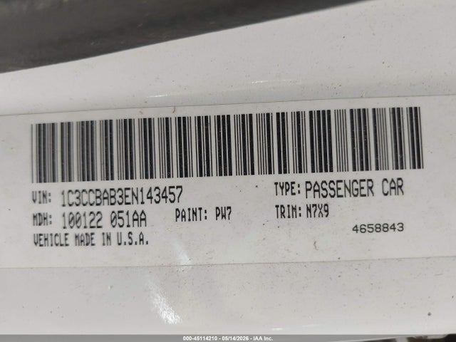 Aukcja sprzedaży 2014 Chrysler 200 Lx, vin: 1C3CCBAB3EN143457, numer aukcji: 45114210