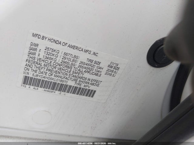 5J8YD4H05KL018970 Acura Mdx Tech A-spec Pkgs
