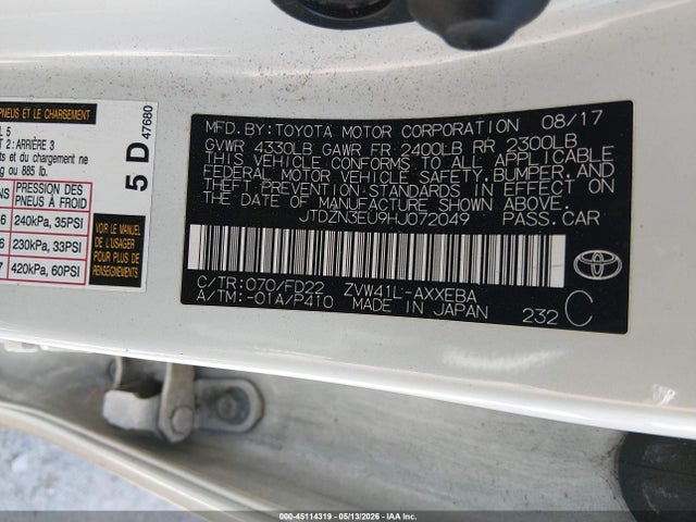Toyota Prius V Three 2017 JTDZN3EU9HJ072049 Image 9
