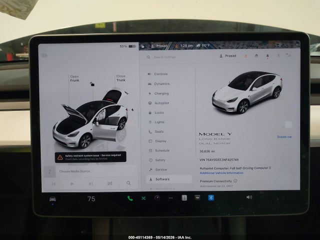 Aukcja sprzedaży 2022 Tesla Model Y Long Range Dual Motor All-wheel Drive, vin: 7SAYGDEE3NF425749, numer aukcji: 45114369