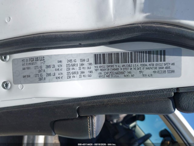 1C4PJMDS1HW620847 Jeep Cherokee Limited 4x4