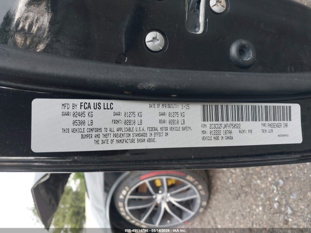 45114798 :رقم المزاد ، 2C3CDZFJXFH750522 vin ، 2015 Dodge Challenger R/t Scat Pack مزاد بيع