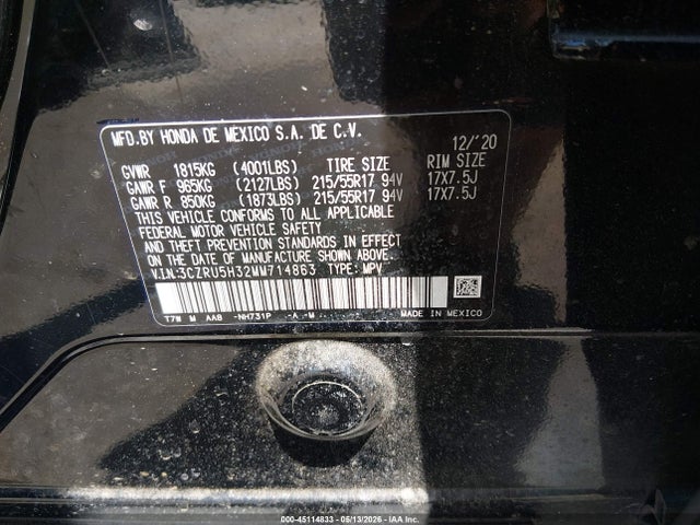 Aukcja sprzedaży 2021 Honda Hr-v 2wd Lx, vin: 3CZRU5H32MM714863, numer aukcji: 45114833