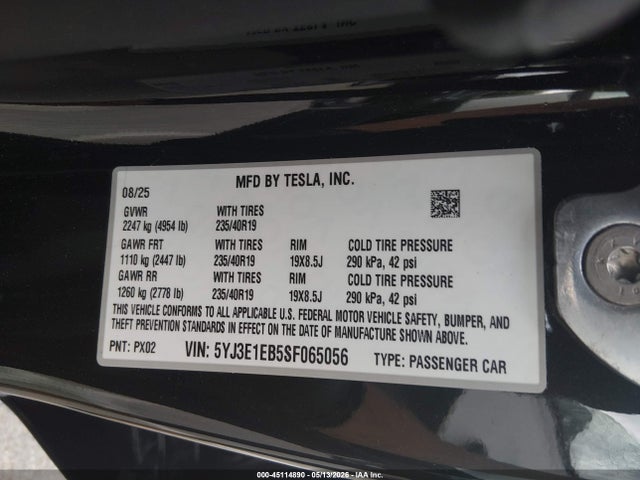 Tesla Model 3 Long Range All-wheel Drive 2025 5YJ3E1EB5SF065056 Image 9
