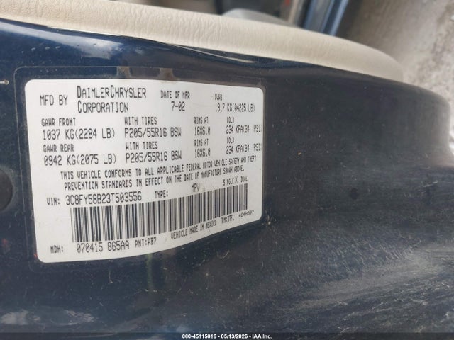 Продаж на аукціоні авто 2003 Chrysler Pt Cruiser Touring, vin: 3C8FY58B23T503556, номер лоту: 45115016