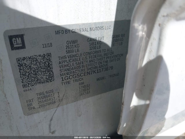1GCGSCEN7K1173879 Chevrolet Colorado Lt