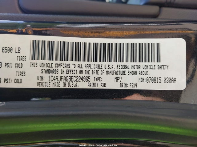 2014 Jeep Grand Cherokee Laredo მანქანა იყიდება აუქციონზე, vin: 1C4RJFAG8EC224965, აუქციონის ნომერი: 45115081