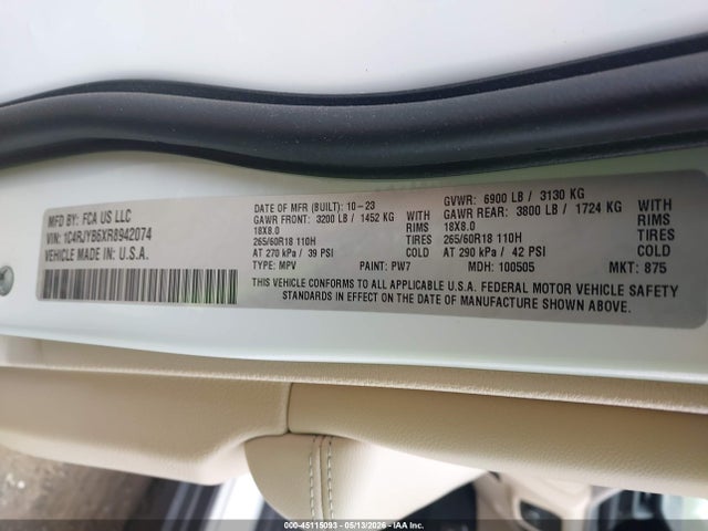 2024 Jeep Grand Cherokee 4xe მანქანა იყიდება აუქციონზე, vin: 1C4RJYB6XR8942074, აუქციონის ნომერი: 45115093