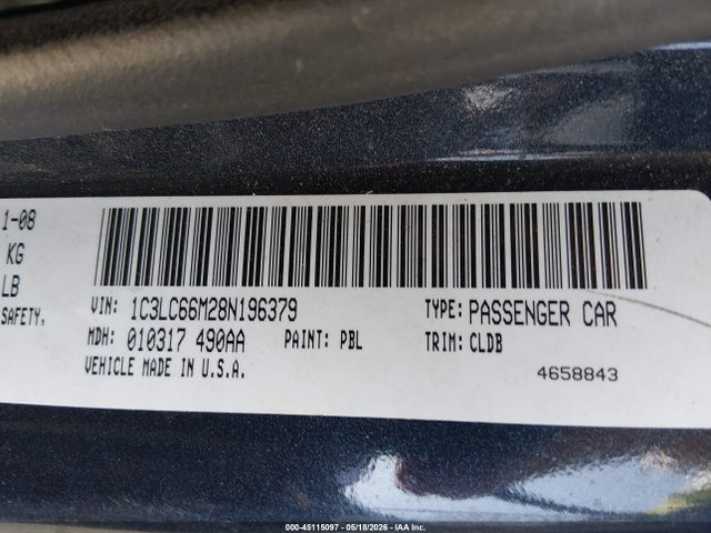 Aukcja sprzedaży 2008 Chrysler Sebring Limited, vin: 1C3LC66M28N196379, numer aukcji: 45115097