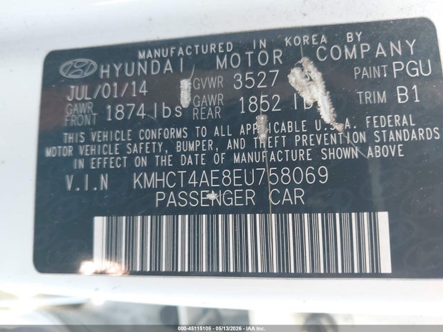 Aukcja sprzedaży 2014 Hyundai Accent Gls, vin: KMHCT4AE8EU758069, numer aukcji: 45115105