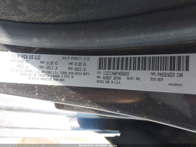 45115130 :رقم المزاد ، 1C3CCCAB8FN656033 vin ، 2015 Chrysler 200 Limited مزاد بيع