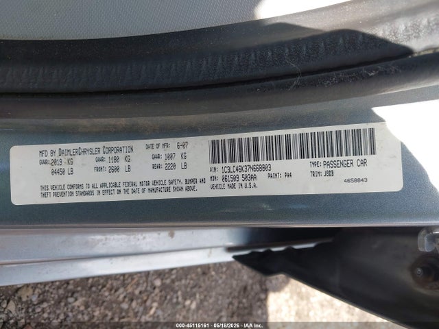 2007 Chrysler Sebring მანქანა იყიდება აუქციონზე, vin: 1C3LC46K37N668803, აუქციონის ნომერი: 45115161