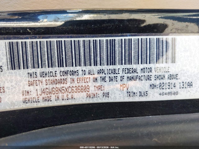 45115206 :رقم المزاد ، 1J4GW68N5XC636609 vin ، 1999 Jeep Grand Cherokee Limited مزاد بيع