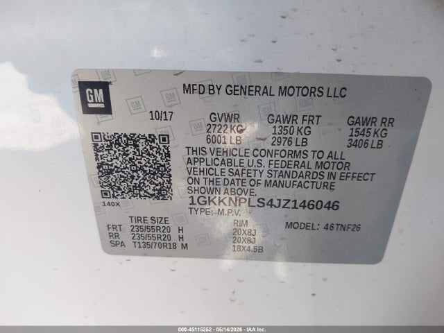 Aukcja sprzedaży 2018 Gmc Acadia Denali, vin: 1GKKNPLS4JZ146046, numer aukcji: 45115252