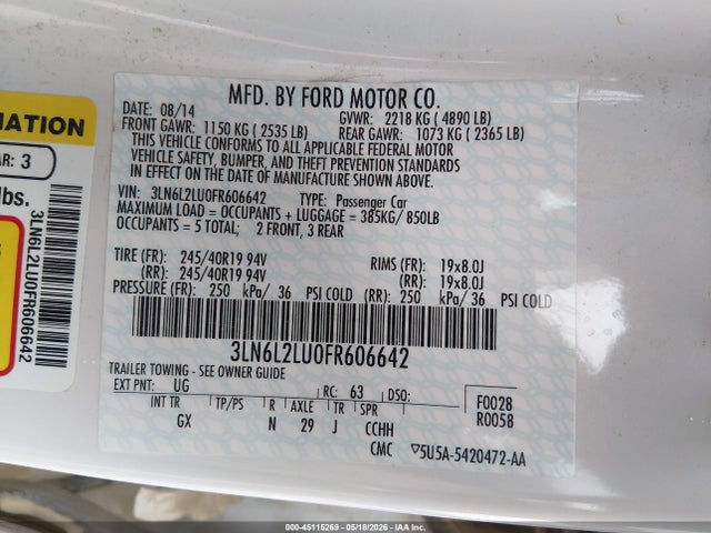 3LN6L2LU0FR606642 Lincoln MKZ HYBRID