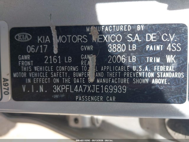 KIA FORTE LX 2018 3KPFL4A7XJE169939 Image 9