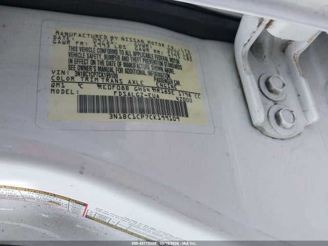 Aukcja sprzedaży 2012 Nissan Versa 1.8 Sl, vin: 3N1BC1CP7CK199109, numer aukcji: 45115305