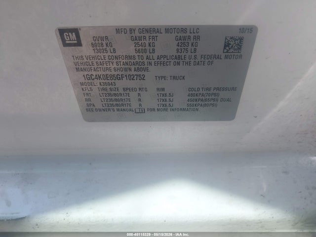 1GC4K0E85GF102752 Chevrolet Silverado 3500hd Ltz