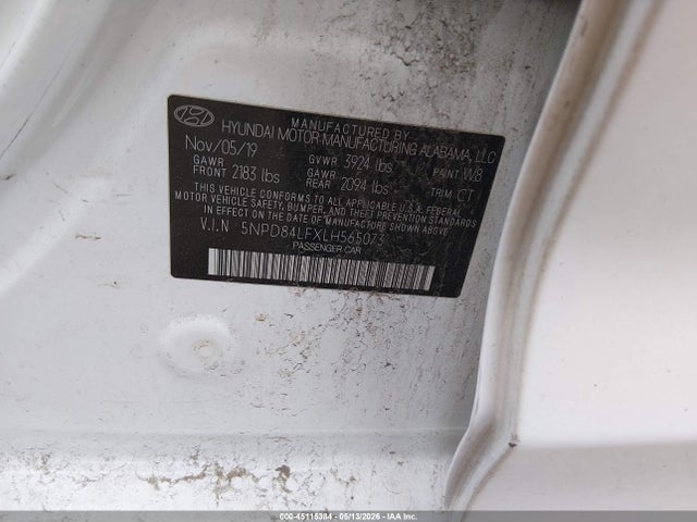 Продаж на аукціоні авто 2020 Hyundai Elantra Sel, vin: 5NPD84LFXLH565073, номер лоту: 45115384