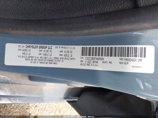 45115391 :رقم المزاد ، 1C3CCCBB3FN625934 vin ، 2015 Chrysler 200 S مزاد بيع