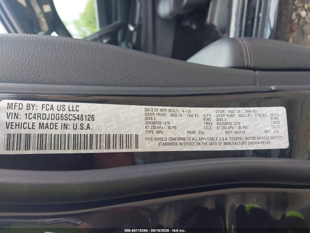 Продаж на аукціоні авто 2025 Dodge Durango Gt Plus Awd, vin: 1C4RDJDG6SC548126, номер лоту: 45115394
