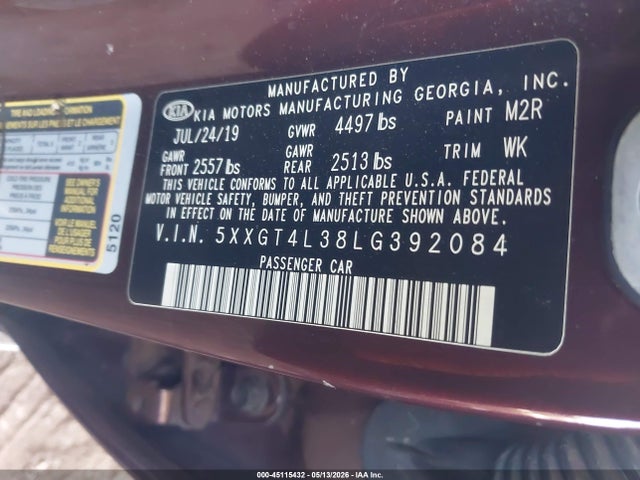 KIA Optima Lx 2020 5XXGT4L38LG392084 Image 9