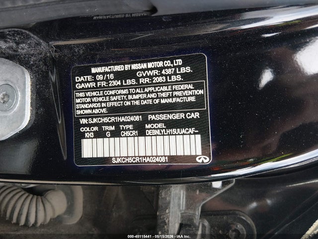 Продаж на аукціоні авто 2017 Infiniti Qx30 Premium, vin: SJKCH5CR1HA024081, номер лоту: 45115441