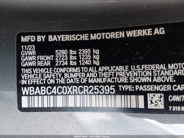 Aukcja sprzedaży 2024 Bmw M850i Xdrive, vin: WBABC4C0XRCR25395, numer aukcji: 45115487