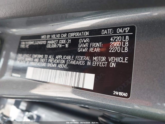 Продаж на аукціоні авто 2018 Volvo S60 T5 Dynamic, vin: YV126MFL3J2450113, номер лоту: 45115492