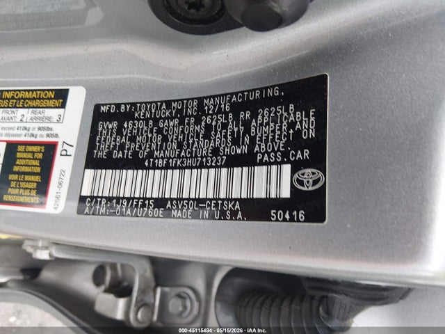 4T1BF1FK3HU713237 Toyota CAMRY SE