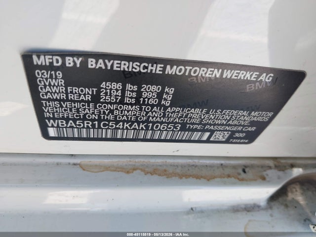 WBA5R1C54KAK10653 BMW 330I