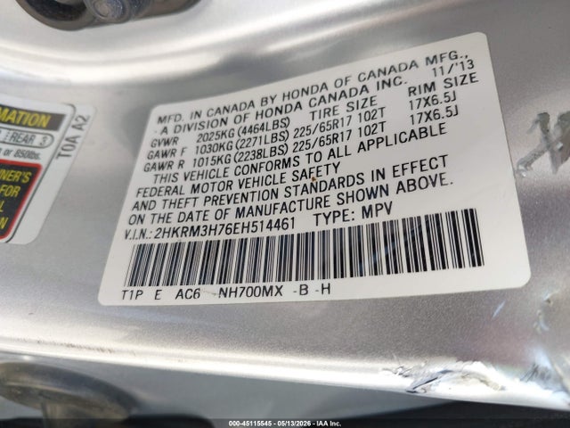 Honda Cr-v Ex-l 2014 2HKRM3H76EH514461 Image 9