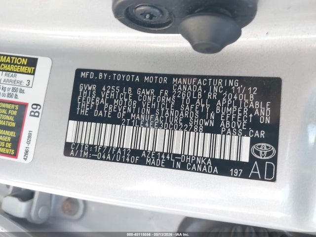 Продаж на аукціоні авто 2013 Toyota Matrix S, vin: 2T1LE4EE3DC022788, номер лоту: 45115556