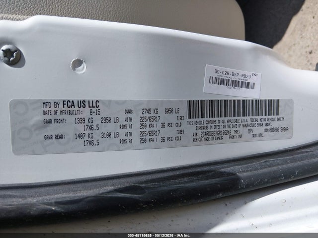 Aukcja sprzedaży 2016 Dodge Grand Caravan Se, vin: 2C4RDGBG7GR106248, numer aukcji: 45115625