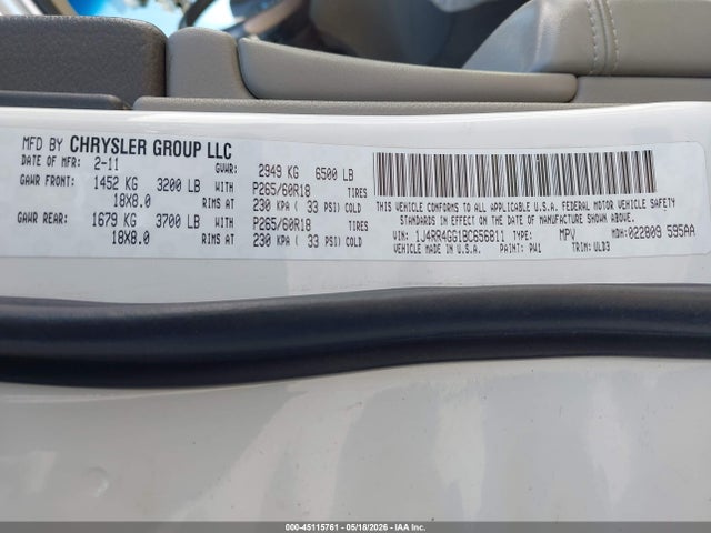 Aukcja sprzedaży 2011 Jeep Grand Cherokee Laredo, vin: 1J4RR4GG1BC656811, numer aukcji: 45115761