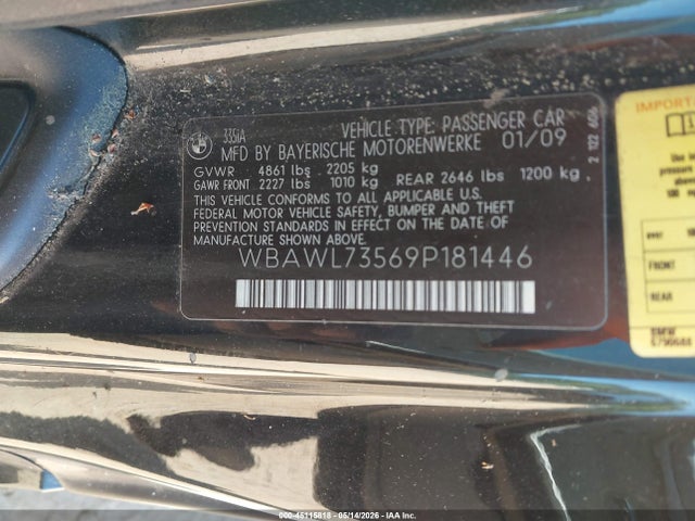 Продаж на аукціоні авто 2009 Bmw 335i, vin: WBAWL73569P181446, номер лоту: 45115818
