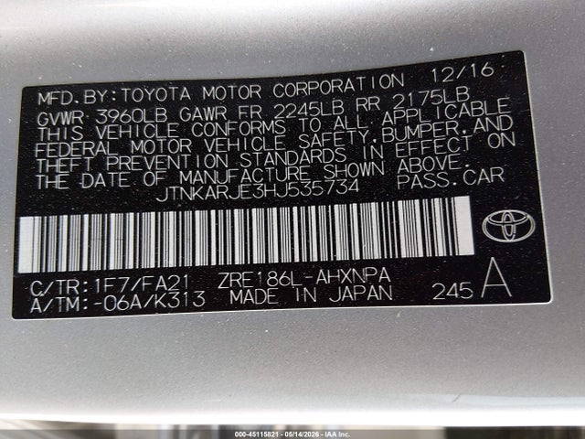Toyota COROLLA IM 2017 JTNKARJE3HJ535734 Image 9