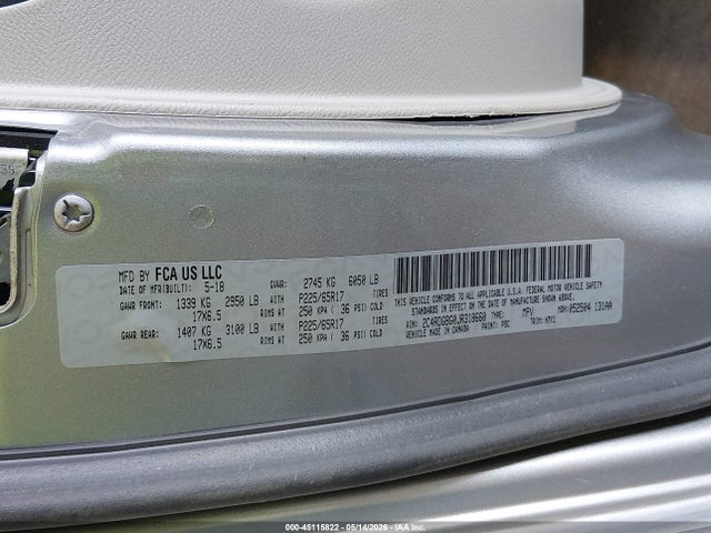 Продажа на аукционе авто 2018 Dodge Grand Caravan Se, vin: 2C4RDGBG0JR318660, номер лота: 45115822