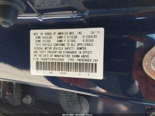 Aukcja sprzedaży 2015 Acura Tlx, vin: 19UUB1F39FA026880, numer aukcji: 45115897