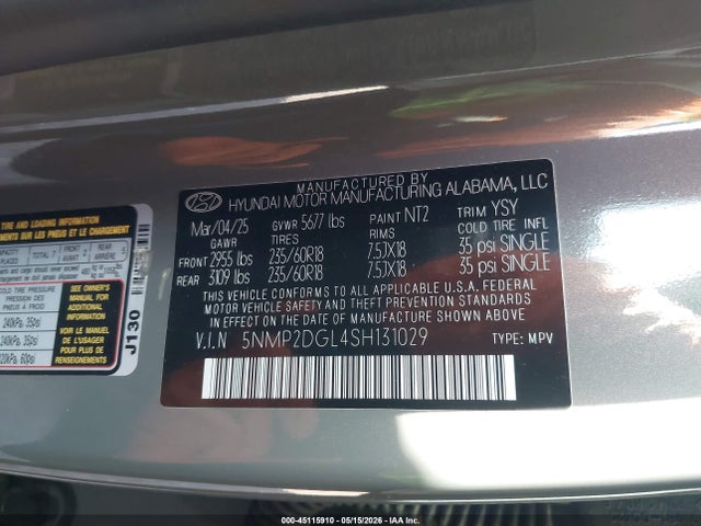 Hyundai Santa Fe Sel 2025 5NMP2DGL4SH131029 Image 9