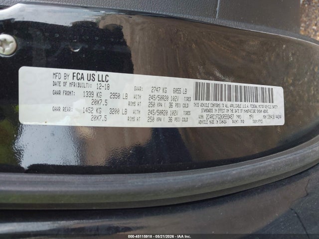 Продаж на аукціоні авто 2019 Chrysler Pacifica Touring Plus, vin: 2C4RC1FG2KR593457, номер лоту: 45115918
