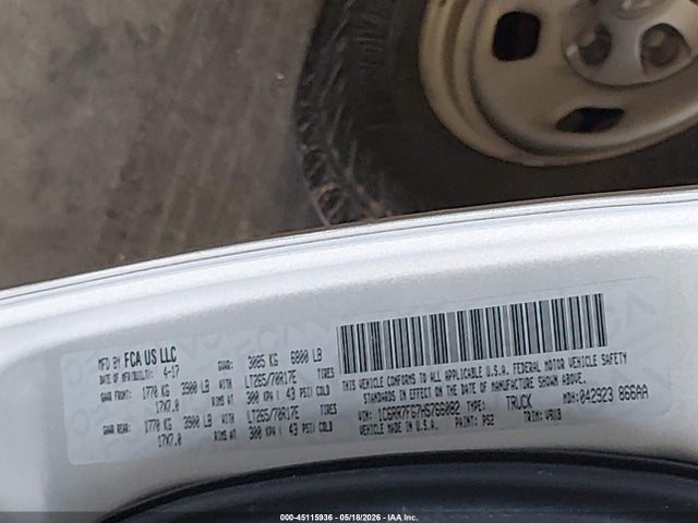 45115936 :رقم المزاد ، 1C6RR7FG7HS766082 vin ، 2017 Ram 1500 Tradesman  4x4 6'4 Box مزاد بيع