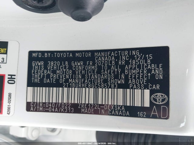 Toyota Corolla S W/special Edition Pkg 2016 2T1BURHE8GC585783 Image 9