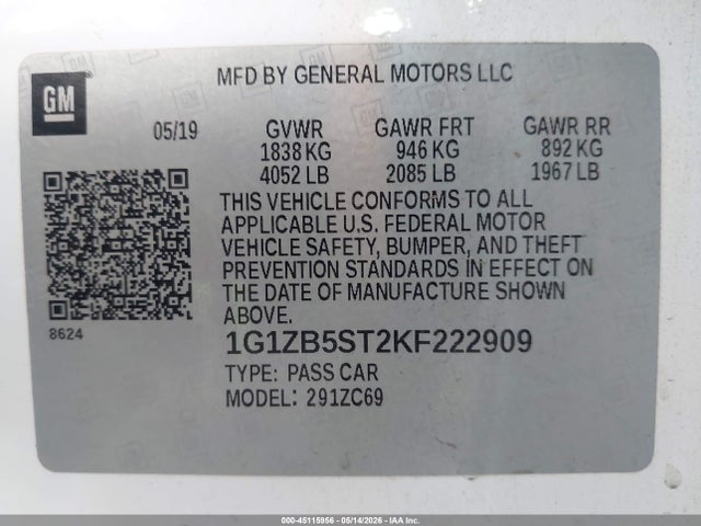 Chevrolet Malibu 1ls 2019 1G1ZB5ST2KF222909 Image 9