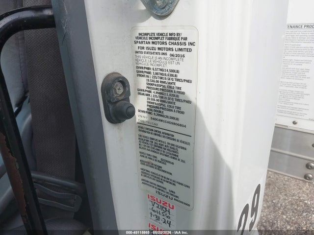 Продажа на аукционе авто 2016 Isuzu Npr Hd Gas Reg, vin: 54DC4W1C4GS806804, номер лота: 45115985