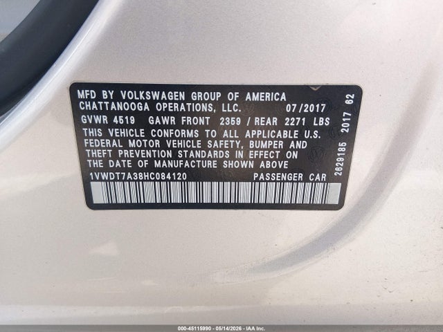 1VWDT7A38HC084120 Volkswagen Passat 1.8t R-line